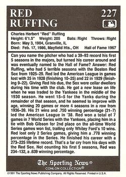 1991 Conlon Collection TSN #227 Red Ruffing Back