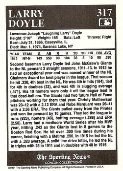 1991 Conlon Collection TSN #317 Larry Doyle Back
