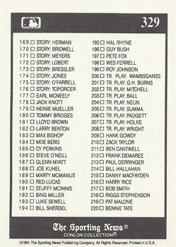 1991 Conlon Collection TSN #329 1991 Checklist: 111-220 Back