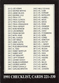 1991 Conlon Collection TSN #330 1991 Checklist: 221-330 Front