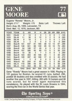 1991 Conlon Collection TSN #77 Gene Moore Back