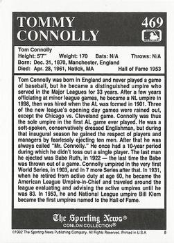 1992 Conlon Collection TSN #469 Tommy Connolly Back