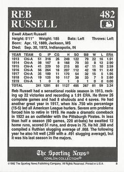1992 Conlon Collection TSN #482 Reb Russell Back