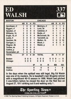 1992 Conlon Collection TSN #337 Ed Walsh Back