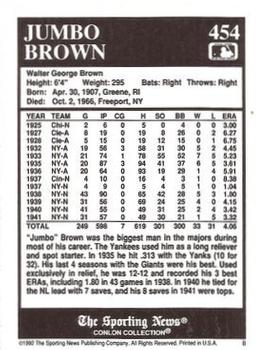 1992 Conlon Collection TSN #454 Jumbo Brown Back