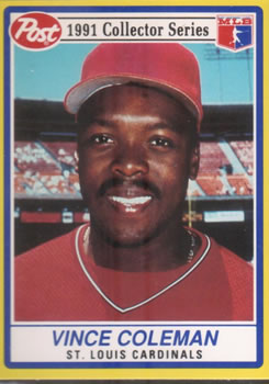 1991 Post Cereal #5 Vince Coleman Front