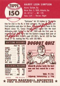 1991 Topps Archives 1953 #150 Harry Simpson Back