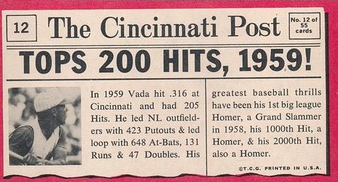 1971 Topps Greatest Moments #12 Vada Pinson Back