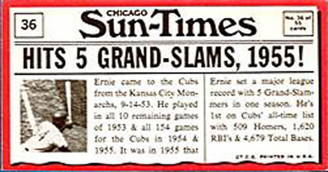 1971 Topps Greatest Moments #36 Ernie Banks Back