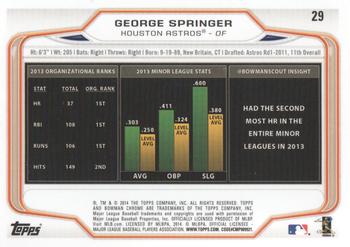 2014 Bowman Chrome #29 George Springer Back