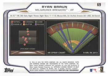 2014 Bowman Chrome #69 Ryan Braun Back