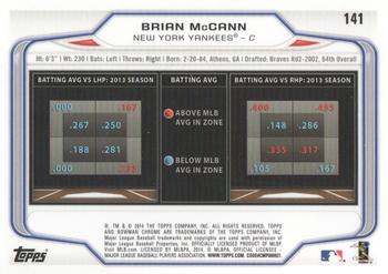 2014 Bowman Chrome #141 Brian McCann Back