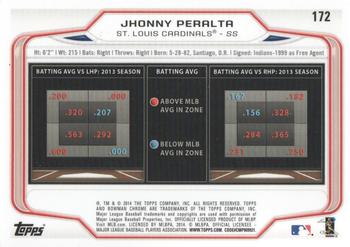 2014 Bowman Chrome #172 Jhonny Peralta Back