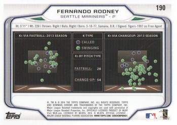 2014 Bowman Chrome #190 Fernando Rodney Back