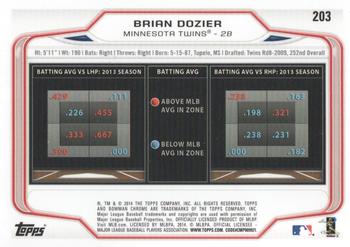 2014 Bowman Chrome #203 Brian Dozier Back