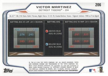 2014 Bowman Chrome #206 Victor Martinez Back