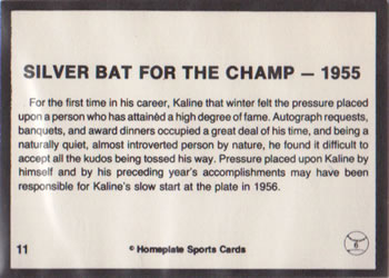 1983 Al Kaline Story #11 Silver Bat For the Champ - 1955 Back