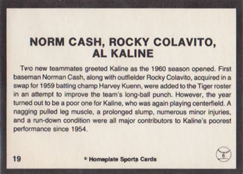 1983 Al Kaline Story #19 Norm Cash / Rocky Colavito / Al Kaline Back