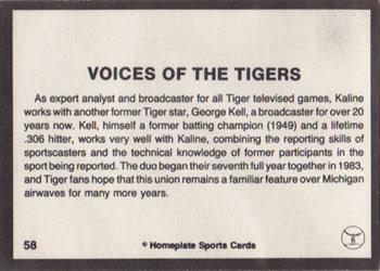 1983 Al Kaline Story #58 Voices of the Tigers Back