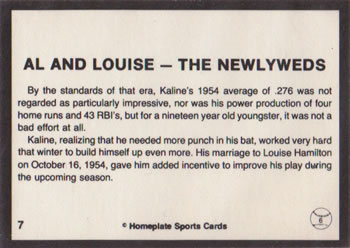 1983 Al Kaline Story #7 Al and Louise - The Newlyweds Back