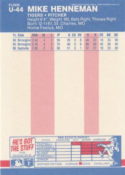 1987 Fleer Update - Glossy #U-44 Mike Henneman Back