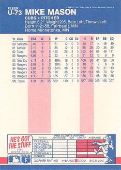 1987 Fleer Update - Glossy #U-73 Mike Mason Back