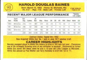 1983 Donruss #143 Harold Baines Back