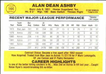 1983 Donruss #144 Alan Ashby Back