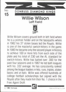 1983 Donruss #15 Willie Wilson Back