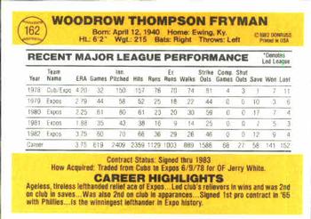 1983 Donruss #162 Woodie Fryman Back