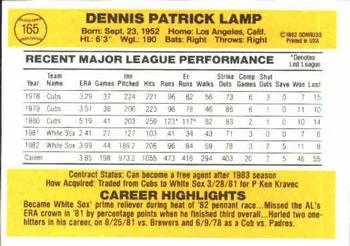 1983 Donruss #165 Dennis Lamp Back