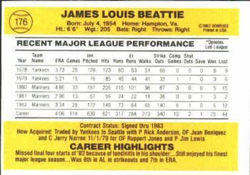 1983 Donruss #176 Jim Beattie Back