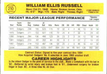 1983 Donruss #210 Bill Russell Back