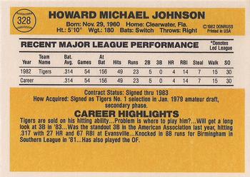 1983 Donruss #328 Howard Johnson Back