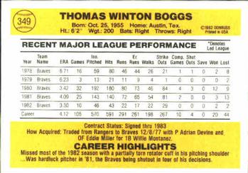 1983 Donruss #349 Tommy Boggs Back