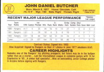 1983 Donruss #37 John Butcher Back