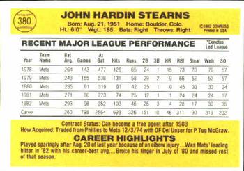 1983 Donruss #380 John Stearns Back