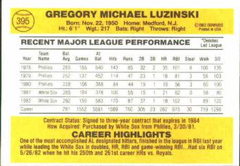 1983 Donruss #395 Greg Luzinski Back