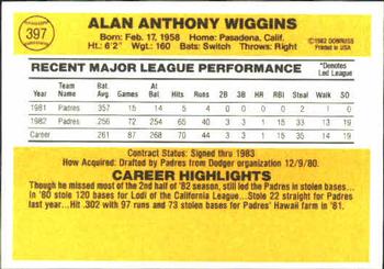 1983 Donruss #397 Alan Wiggins Back