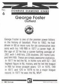 1983 Donruss #6 George Foster Back