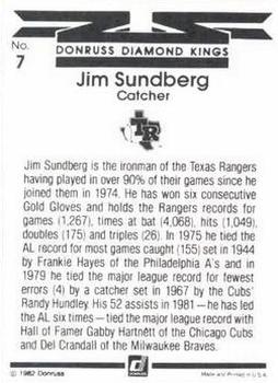 1983 Donruss #7 Jim Sundberg Back