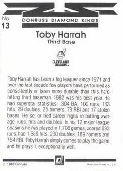 1983 Donruss #13 Toby Harrah Back
