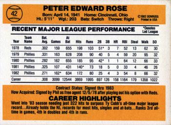 1983 Donruss #42 Pete Rose Back