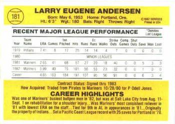 1983 Donruss #181 Larry Andersen Back