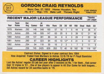 1983 Donruss #317 Craig Reynolds Back