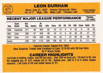 1983 Donruss #477 Leon Durham Back