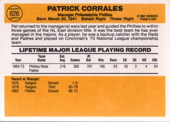 1983 Donruss #626 Pat Corrales Back