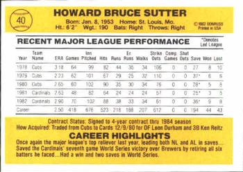 1983 Donruss #40 Bruce Sutter Back