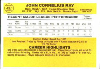1983 Donruss #437 Johnny Ray Back