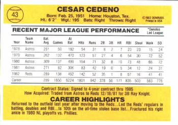1983 Donruss #43 Cesar Cedeno Back